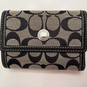Coach Tri-fold Wallet, Signature "C" design, black and gray